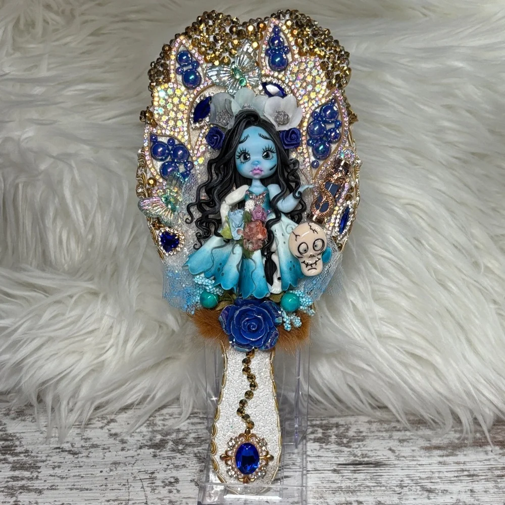 Corpse Bride Decorative Blue and Gold Hand Mirror